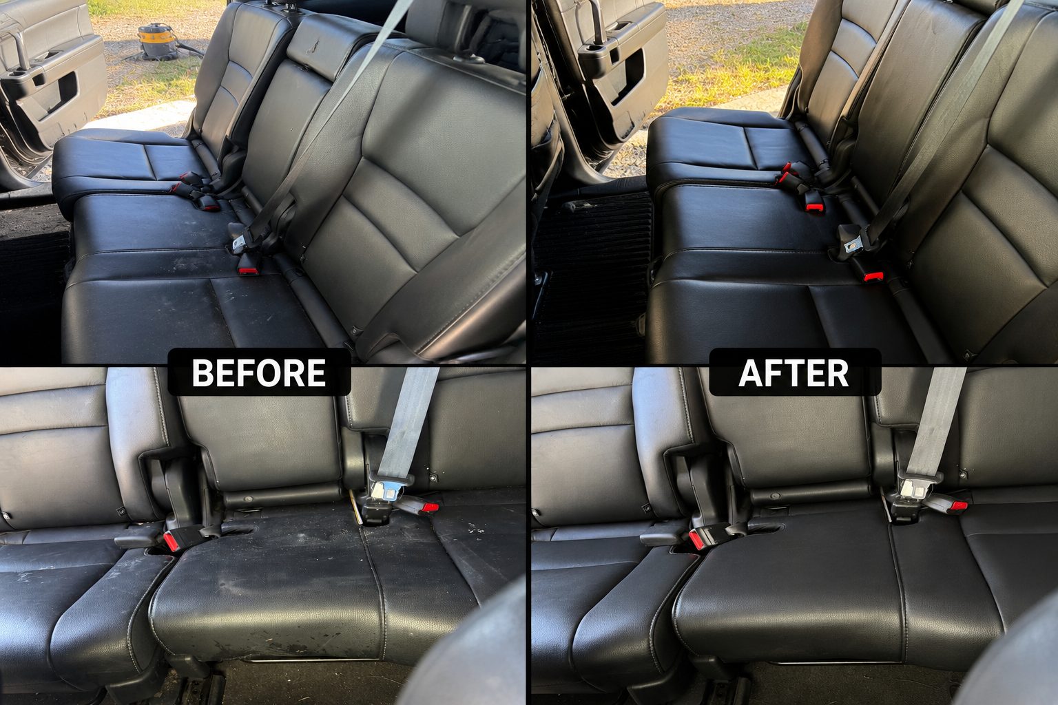 Before and after leather seat cleaning and conditioning in Cheyenne WY